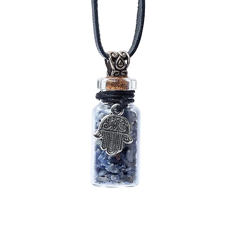 Verižica steklenička lapis lazuli